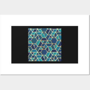 Teal, Blue and Gold Geo Posters and Art